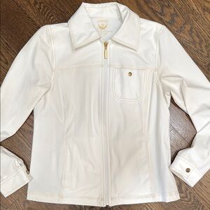Chico's White Leather Jacket with Tailored Fit